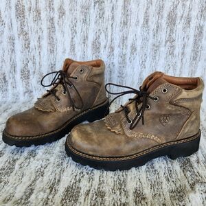 Ariat Brown Leather Lace-Up Boots